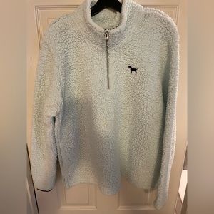 Victoria’s Secret PINK Light Blue Fleece Pullover Size Large
